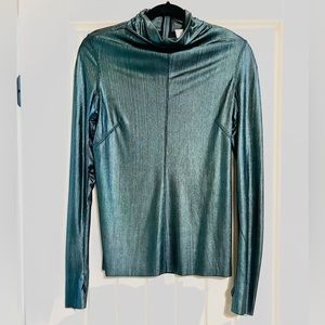 Byron Lars long sleeves turtle neck metallic green shirt. Size 2